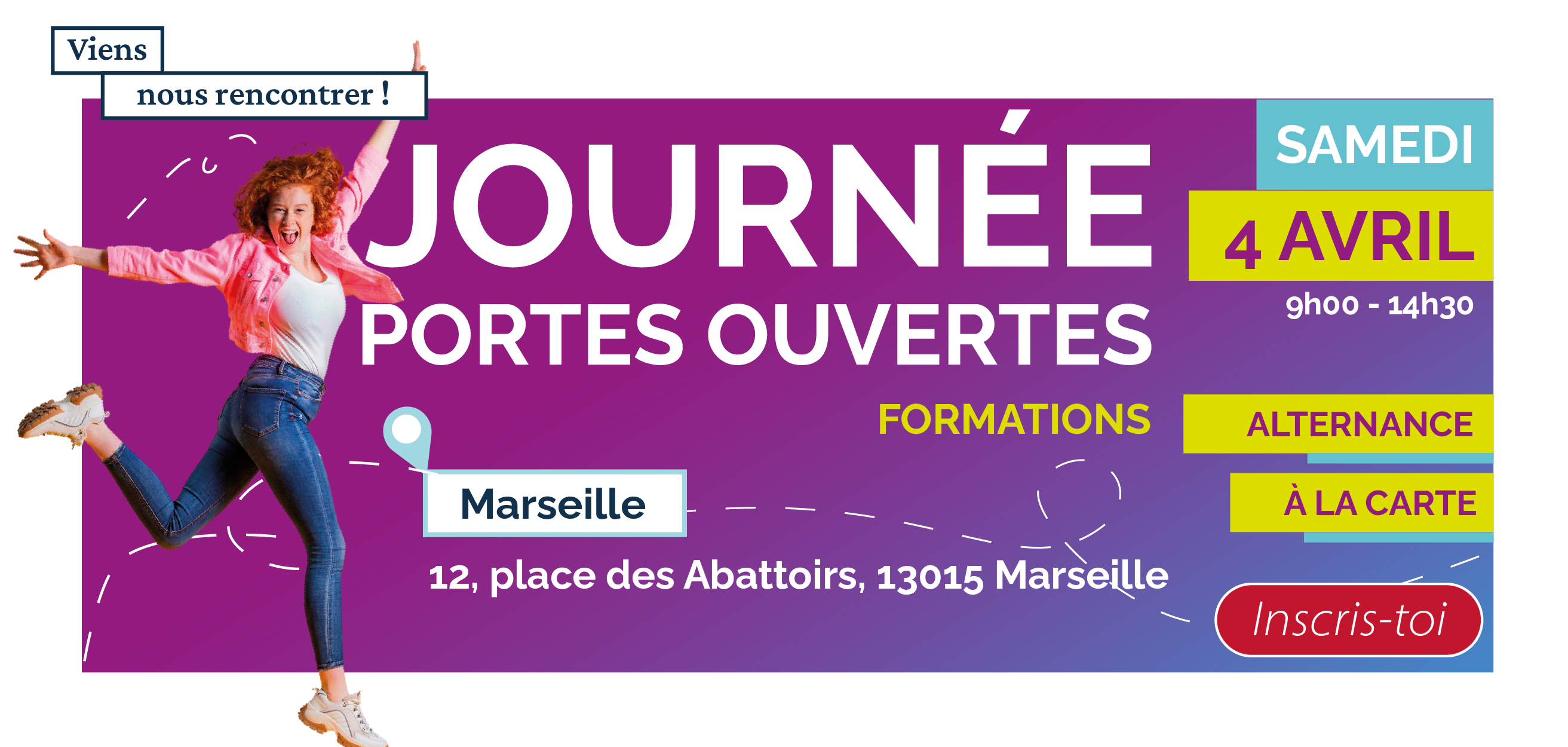  Journée Portes Ouvertes Formations (alternance et à la carte) au Cnam Paca de Marseille le 04 avril 2026. Adresse : 12, place des Abattoirs, 13015 Marseille. 