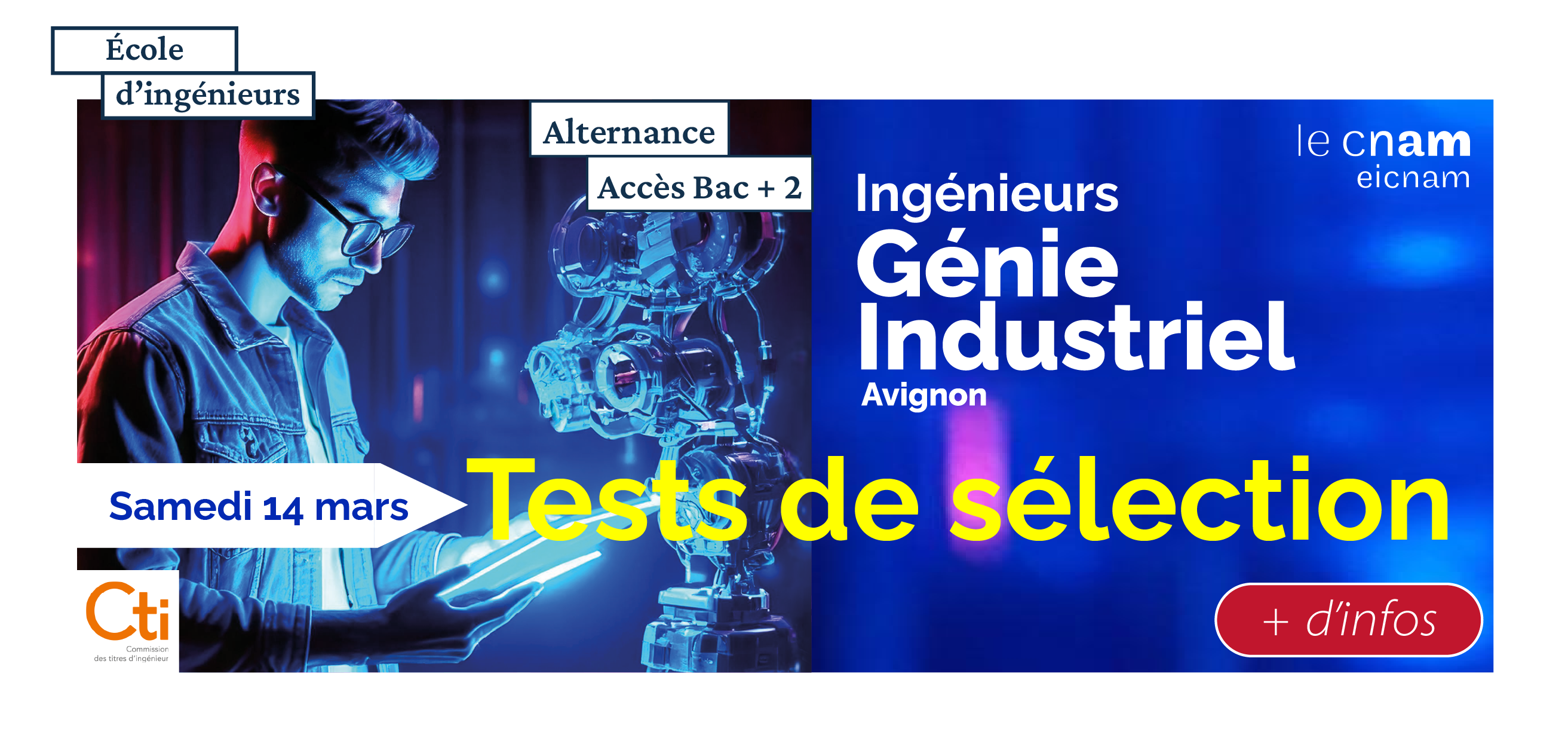  Tests de sélection Ingénieurs Génie Industriel du Cnam le samedi 14 mars à Avignon