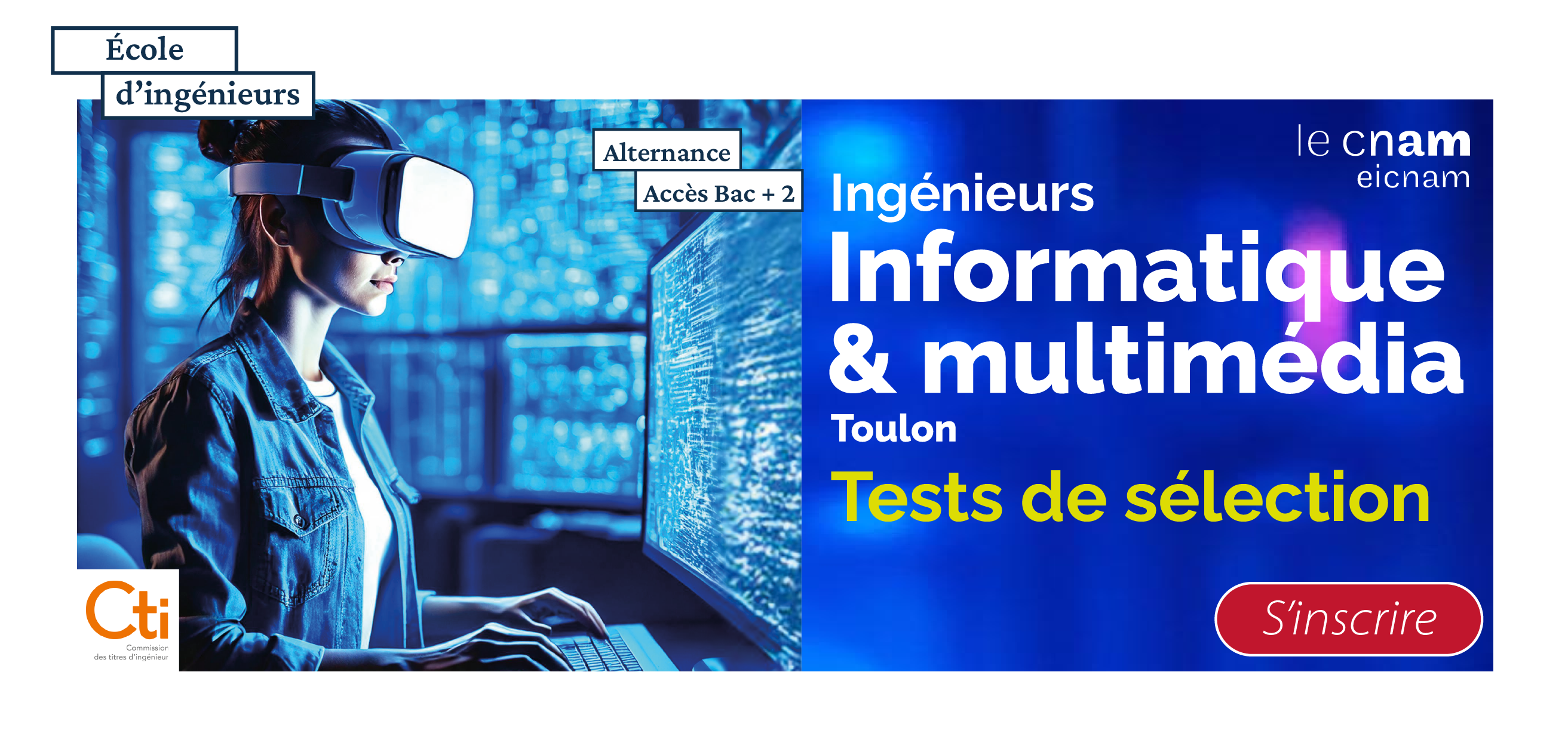 tests de sélection pour le diplôme d’ingénieur en informatique et multimédia au Cnam Paca EiCnam accès Bac+2 à Toulon